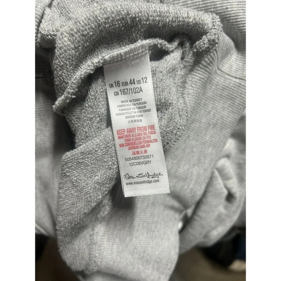 Miss Selfridge Women’s Cut Out V-Neck Sweatshirt Shirt Size 12 Grey - Picture 12 of 13
